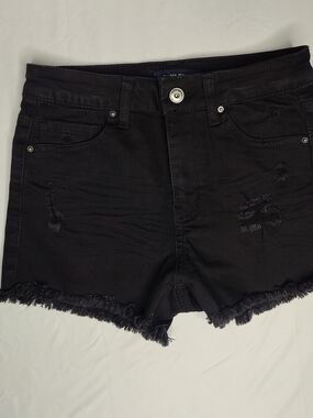 Wax Jean Black Frayed Hem Distressed Women's Jean Shorts